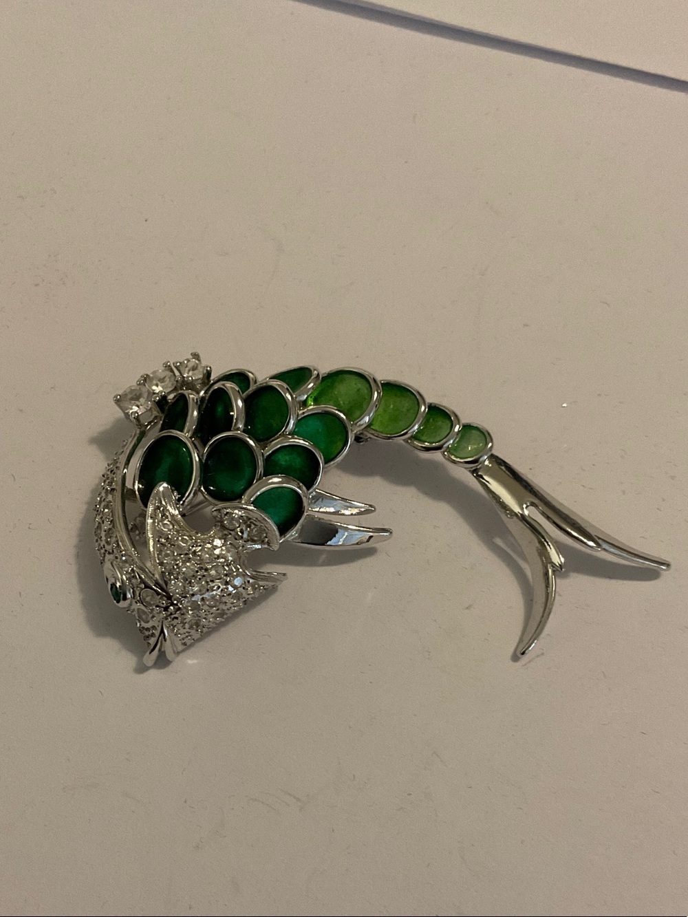 Vintage sterling silver fish brooch